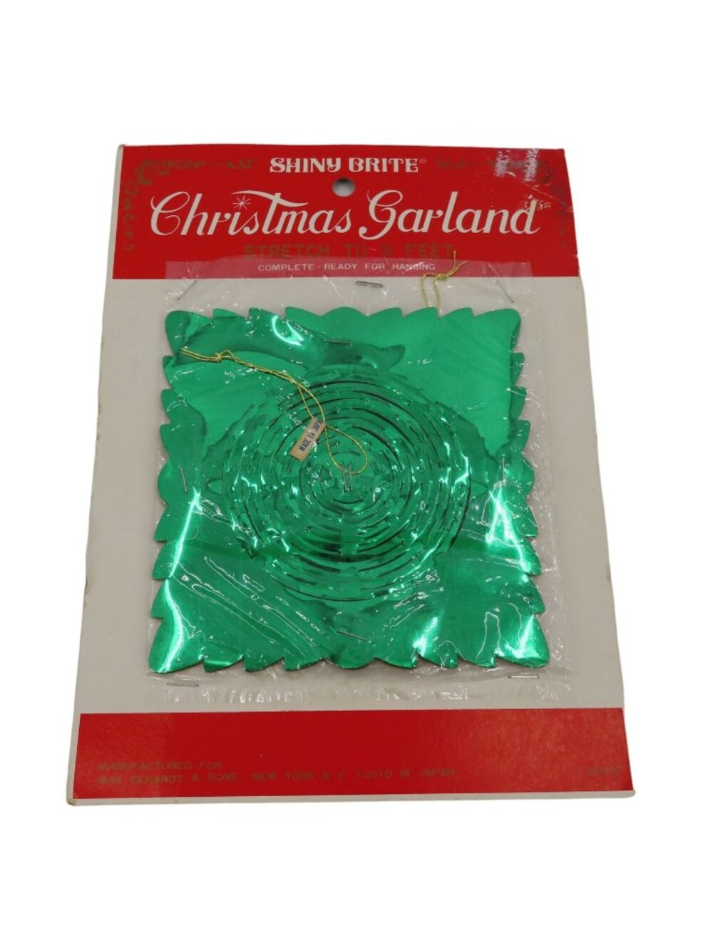 VTG Shiny Brite Christmas Garland Green Foil 9 Feet Made in Japan Retro NEW Xmas
